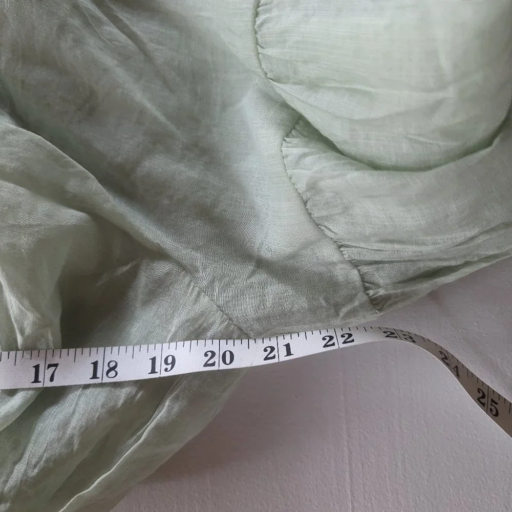 NWT Emory Puff Sleeve Bubble Crop Top, Size Medium, Sage Green - Picture 5 of 16